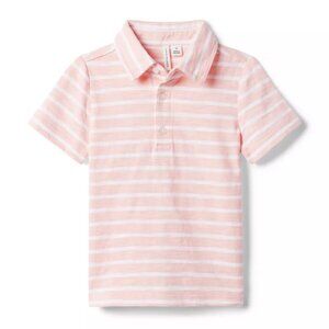 Janie and Jack Striped Slub Polo Shirt Rose Blush Stripe 2T